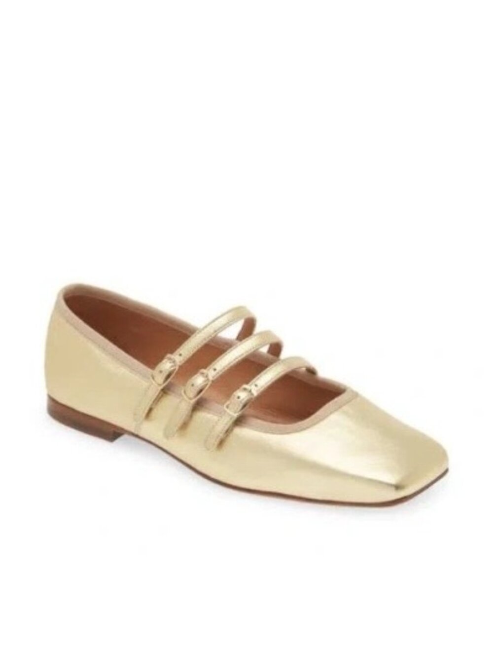 Mansur Gavriel Square Toe Mary Jane gold lamb leather Flats size 39
